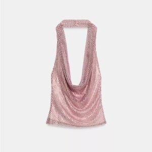 Zara Pink Shimmer Halter Top